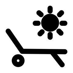 solid vector icon tanning representing travel and vacation themes. Perfect for tourism websites, booking apps. Clean SVG format, fully scalable and editable for web or print.