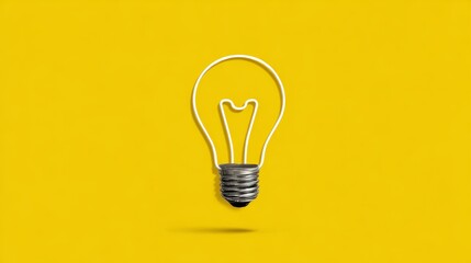 Minimalist light bulb wire design on bright yellow background symbolizing creativity and innovation