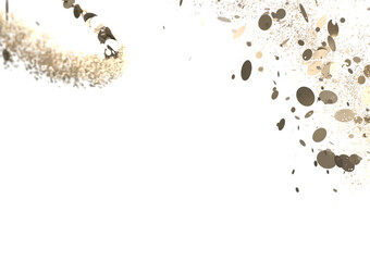 Cascading Splendor: Striking 3D Illustration Showcasing a Dazzling gold Confetti Display