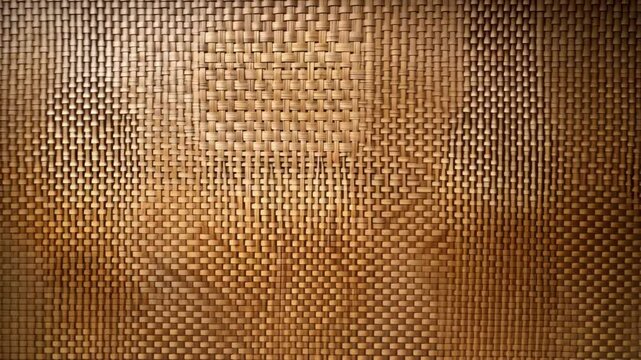 Detailed close-up of handwoven wicker texture, showcasing a beautiful, interlaced pattern of light brown natural fibers, perfect for backgrounds.