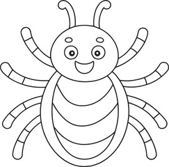 Tick cartoon bug drawing for fun kids coloring and insect learning