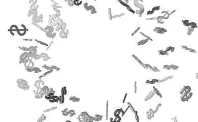 Dollar Signs Raining over Transparent Background