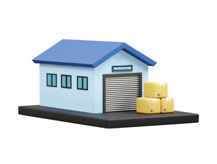  Warehouse icon 3d illustration rendering