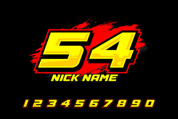 54 race number Set vector design template EPS 10