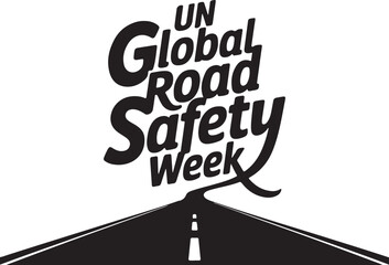Typography calligraphy design of the text UN Global Road Safety Week in silhouette Vector Art 03