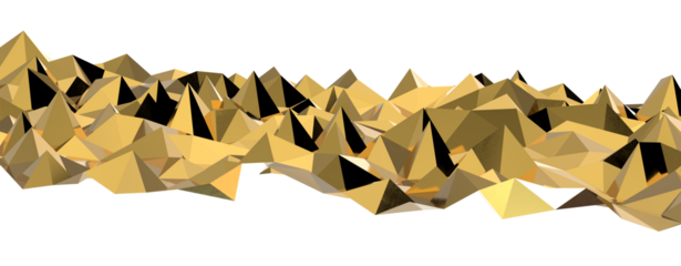 Abstract 3D render illustration,Surface gold crystal geometric triangle and Polygonal shapes template
