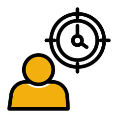 Concentration Period Icon - Outline Color Lineal Style for Deep Work Sessions.