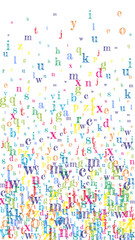 Scattered letters of latin alphabet. Colorful