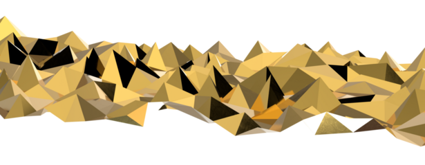 Abstract 3D render illustration,Surface gold crystal geometric triangle and Polygonal shapes template
