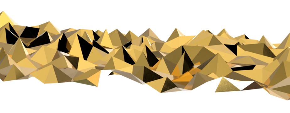 Abstract 3D render illustration,Surface gold crystal geometric triangle and Polygonal shapes template