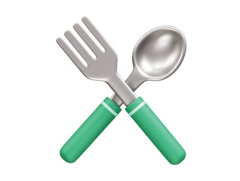 Fork and Spoon icon 3d illustration rendering