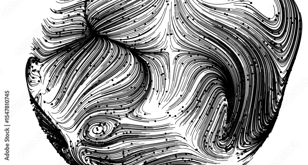 Poster high-resolution black and white image of abstract swirling lines. perfect for backgrounds or design 