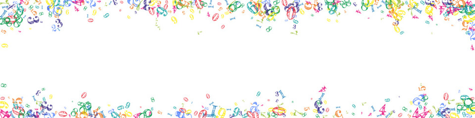 Flying colorful digits and numbers. School math