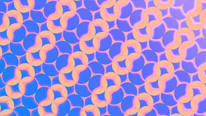 Blue and Peach Geometric Chain Link Pattern with Abstract Rounded Forms for Trendy and Artistic Layouts