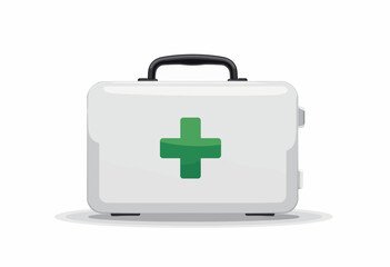 Obraz premium First aid kit with green cross on white background 