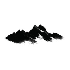 Naklejka na ściany i meble Dry brush stroke of mountains illustration nature black vector