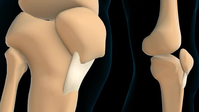 Attachment of ligamentum patellae anatomy for medical concept 3D rendering
