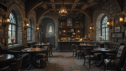 Interior fantasy Medieval Dungeons and Dragons Castle Stone Tavern