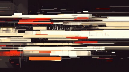 Abstract Digital Artwork with Bold Color Blocks and Geometric Lines