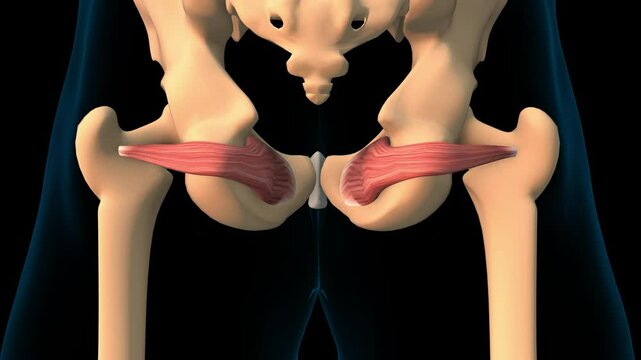 Obturator internus muscle anatomy for medical concept 3D rendering