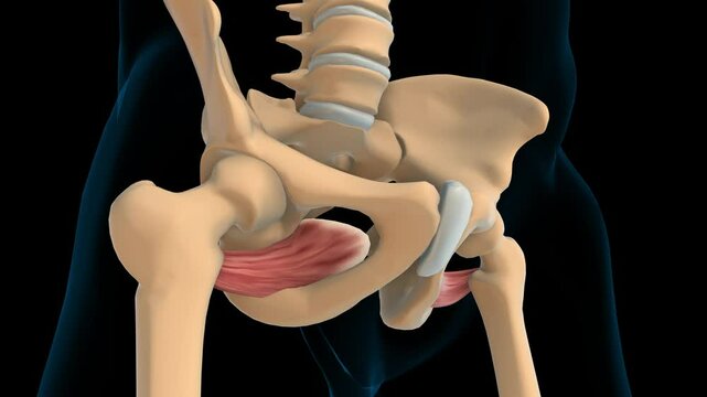 Obturator externus muscle anatomy for medical concept 3D rendering