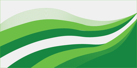 Abstract White and Green wave wide background banner