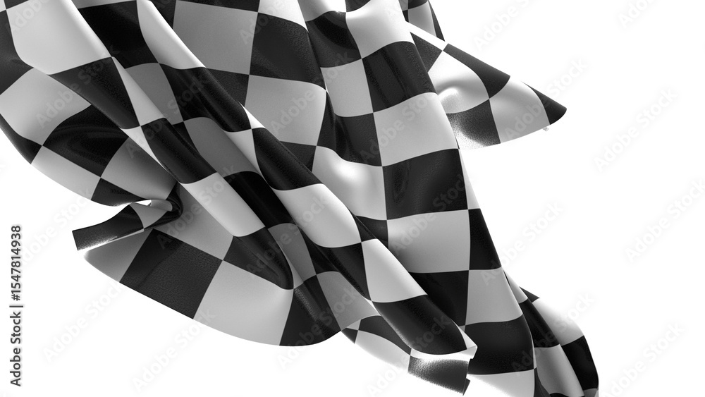 Poster the checkered flag waves in the wind a symbol of victory and the finish line