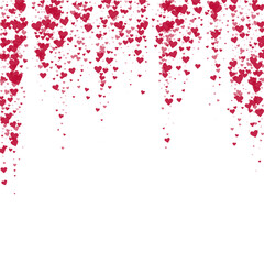 Obraz premium Red hearts scattered on white background.