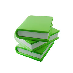 3d Stack of green books vector illustration, perfect for education, library, and reading themes. Modern and vibrant design, ideal for printing, digital resources, and educational materials.