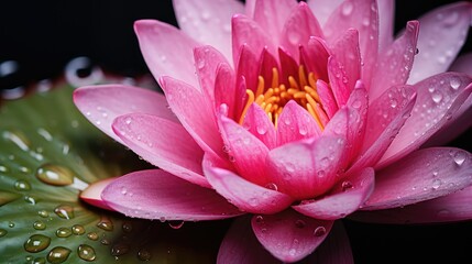 closeup pink water lily