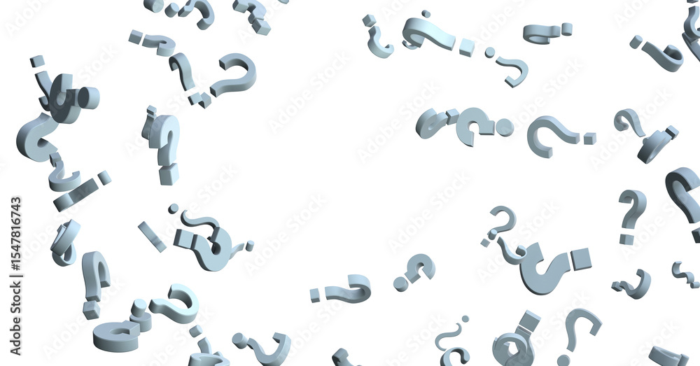 Aufkleber question marks background. 3D Rendering.