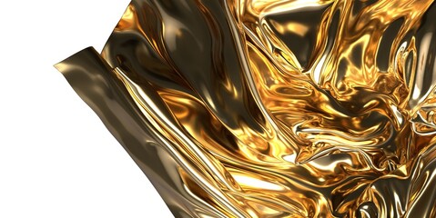 Golden Transcendence: Abstract 3D Gold Cloth Illustration for Transcendent Visuals
