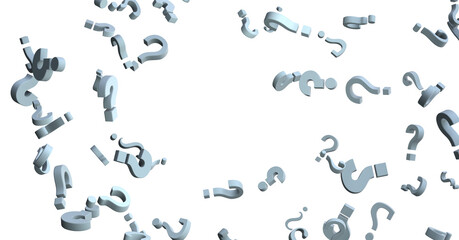 question marks background. 3D Rendering.