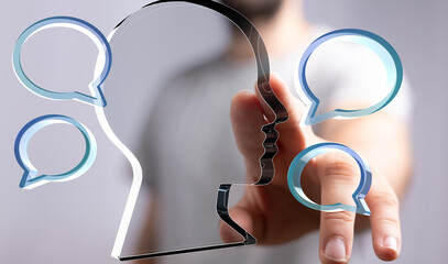 Abstract image depicting communication, feedback, and mental processes. Ideal for business and...