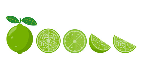 Vibrant Lime Illustration A Digital Depiction of Whole and Sliced Limes