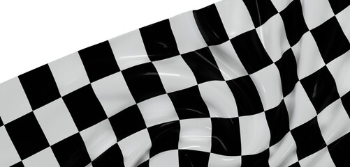 Black and white checkered flag waving.  Perfect for racing, sports, and victory themes.