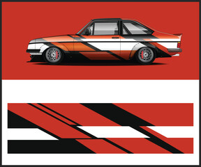Obraz premium Stylized Classic Car with Custom Livery Design on Orange Background