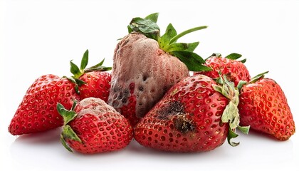 rotten strawberry isolated on white background