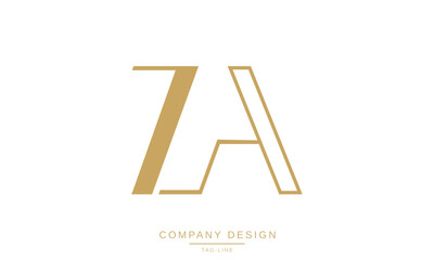 ZA, AZ Abstract Letters Logo Monogram Design Font Icon Vector