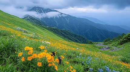 Fototapeta premium A hillside full of flowers