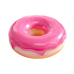 Pink glazed donut, glossy finish