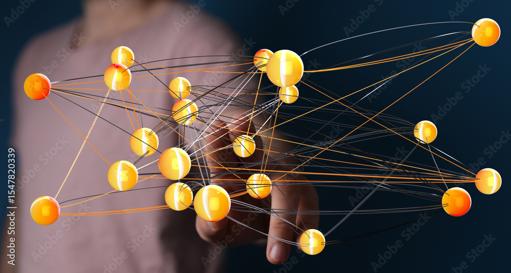 Poster Abstract image depicting a complex network, ideal for technology, connectivity, and data concepts.