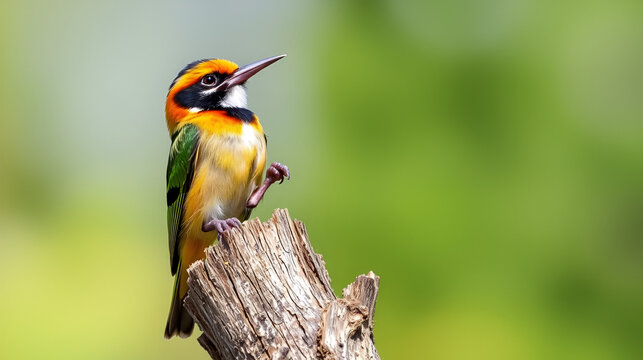 a Coppersmith Barbet producing a sound like on a coppersmith on top of the tree