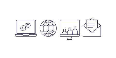 Communication line icon set. Editable stroke. Vector illustration