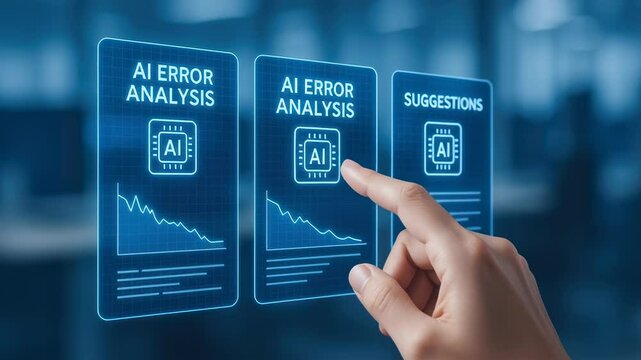 AI error analysis and suggestion technology for automatic digital interface task improving system performance and decision making with hand AI