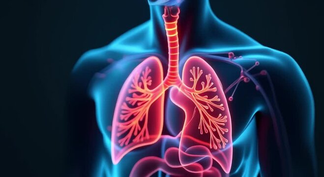 animated human body dark background depicting respiratory system representation human body highlighting impo