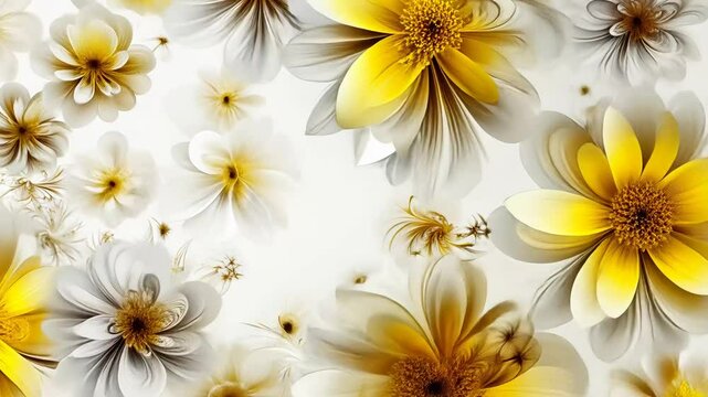 Seamless Floral Pattern of Yellow Daisy and Chamomile Blossoms in Nature Illustration