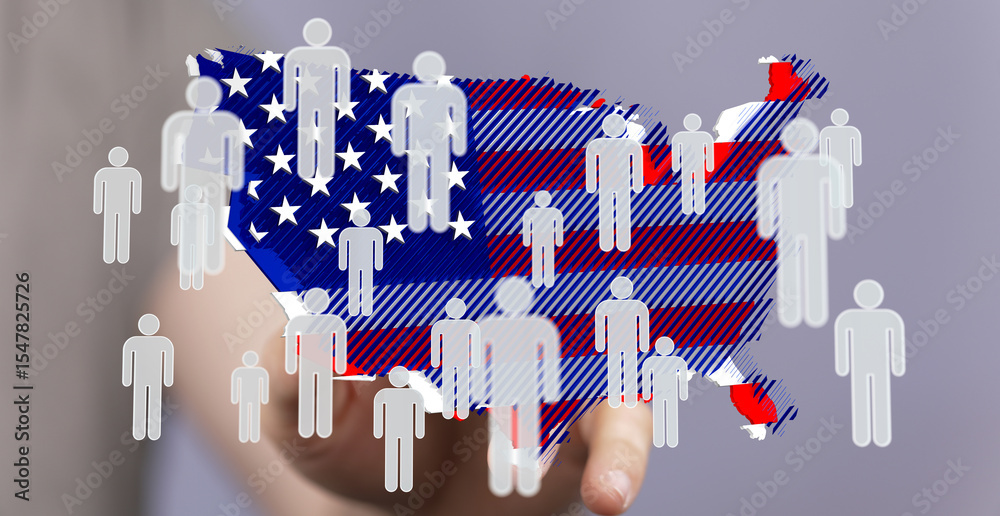 Poster Visual representation of US population density, ideal for demographic studies and data analysis.