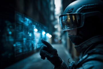 A Futuristic Law Enforcement Officer Using an AR Interface