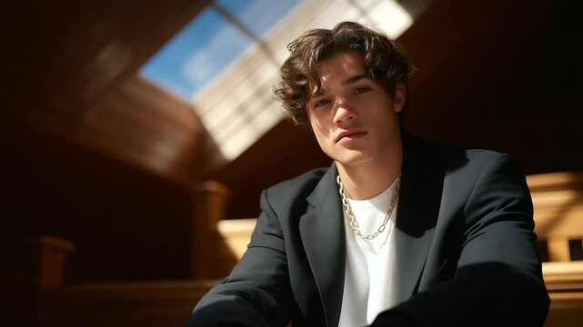 A defendant awaiting trial in a courtroom setting